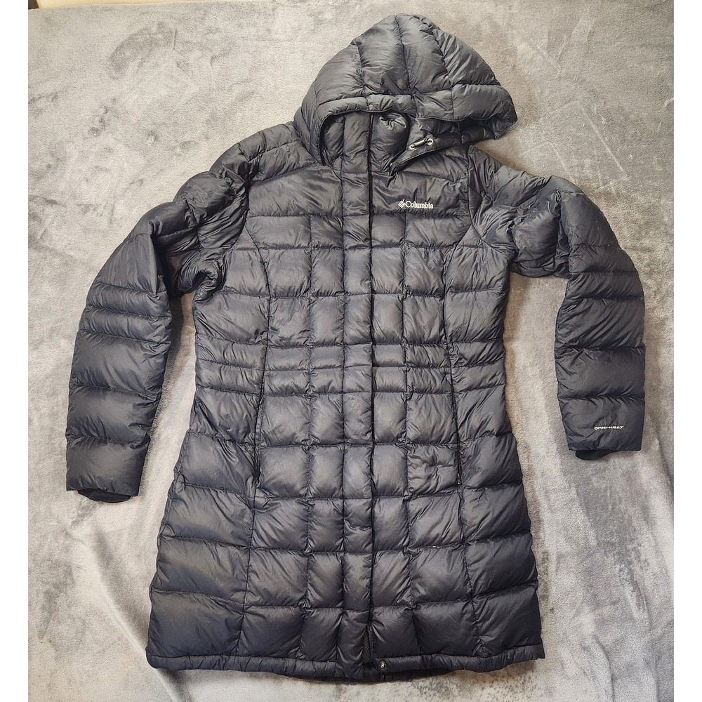 Columbia Parka Womens Large Black Hexbreaker Long Down Thermal Refective